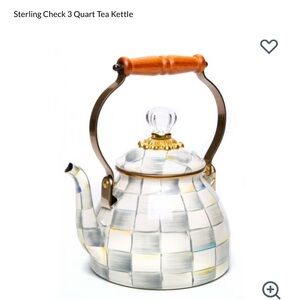 Sterling Check Tea Kettle with Wooden Handle